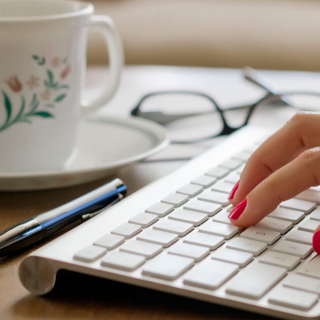 typing on keyboard
