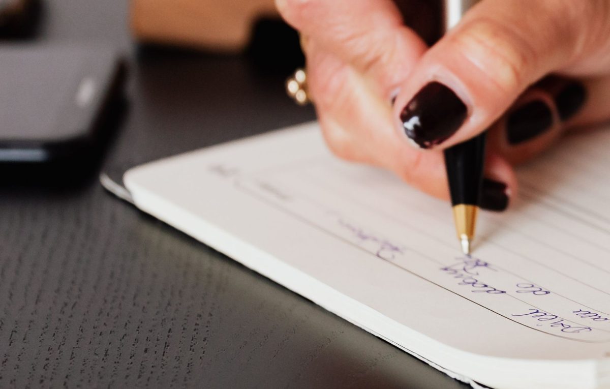 writing in a notepad